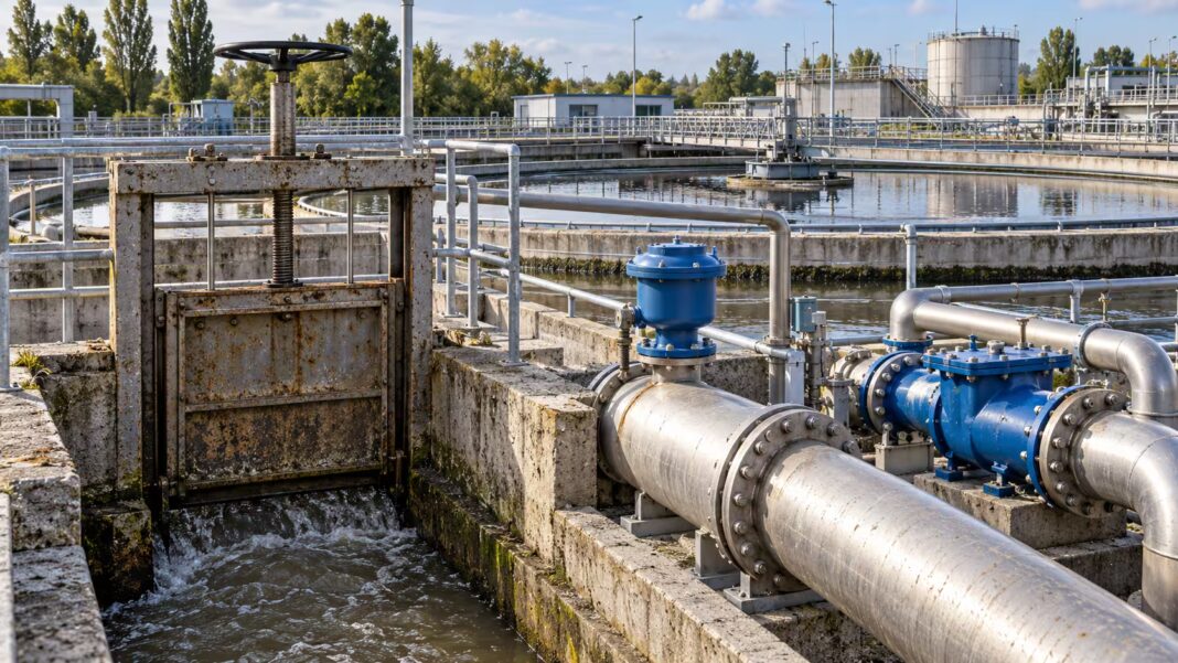 Top-5 vuzliv ochysnykh sporud, yaki potrebuiut modernizatsii Водоочисні споруди з щитовим затвором, трубопроводами та запірною арматурою під час модернізації інженерних вузлів